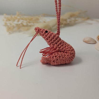 Crochet Shrimp Car Charm | Shrimp Plush Rear View Mirror Accessories