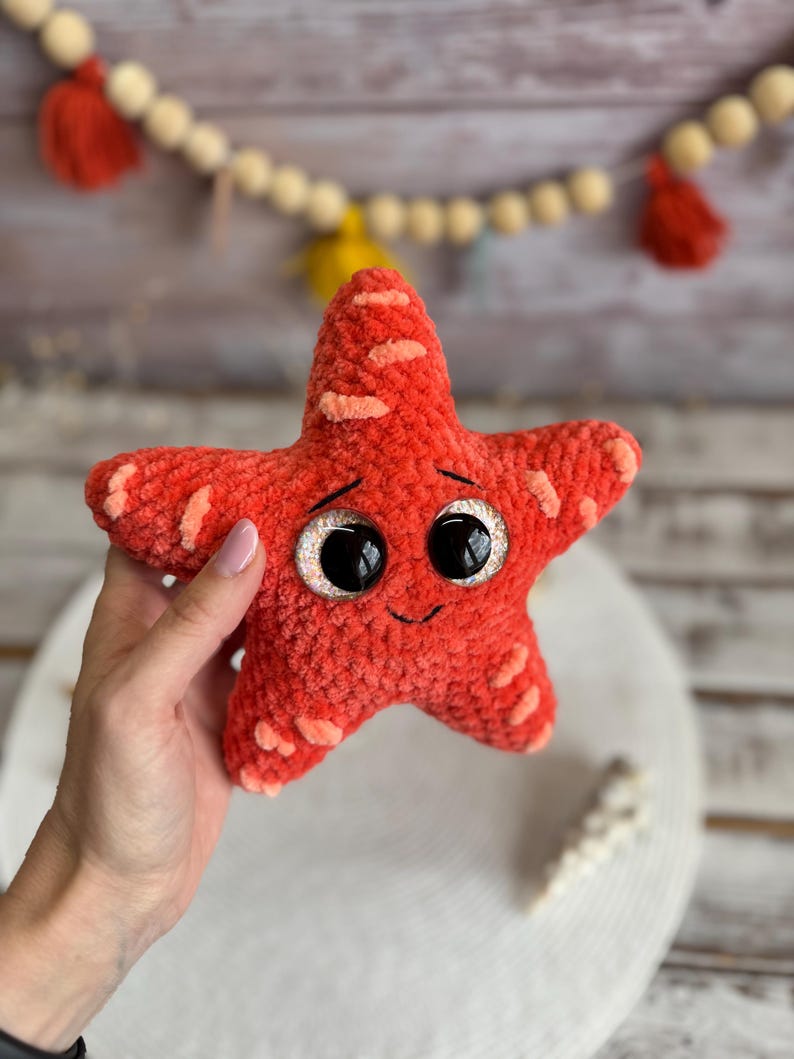 Crochet Starfish Amigurumi Figure, Handmade Sea Star Decor, Ocean Collectible, Coastal Home Decor, Beach Gift