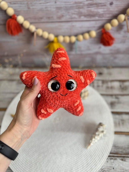 Crochet Starfish Amigurumi Figure, Handmade Sea Star Decor, Ocean Collectible, Coastal Home Decor, Beach Gift