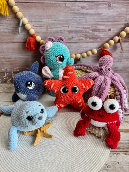 Crochet Starfish Amigurumi Figure, Handmade Sea Star Decor, Ocean Collectible, Coastal Home Decor, Beach Gift