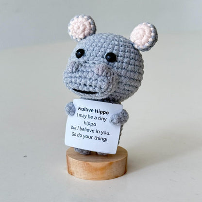 Crochet Hippo Positive With Desk Decorations, Supportive Hippopotamus Plush, Birthday Gift, Gifts For Children, Interesting Gifts