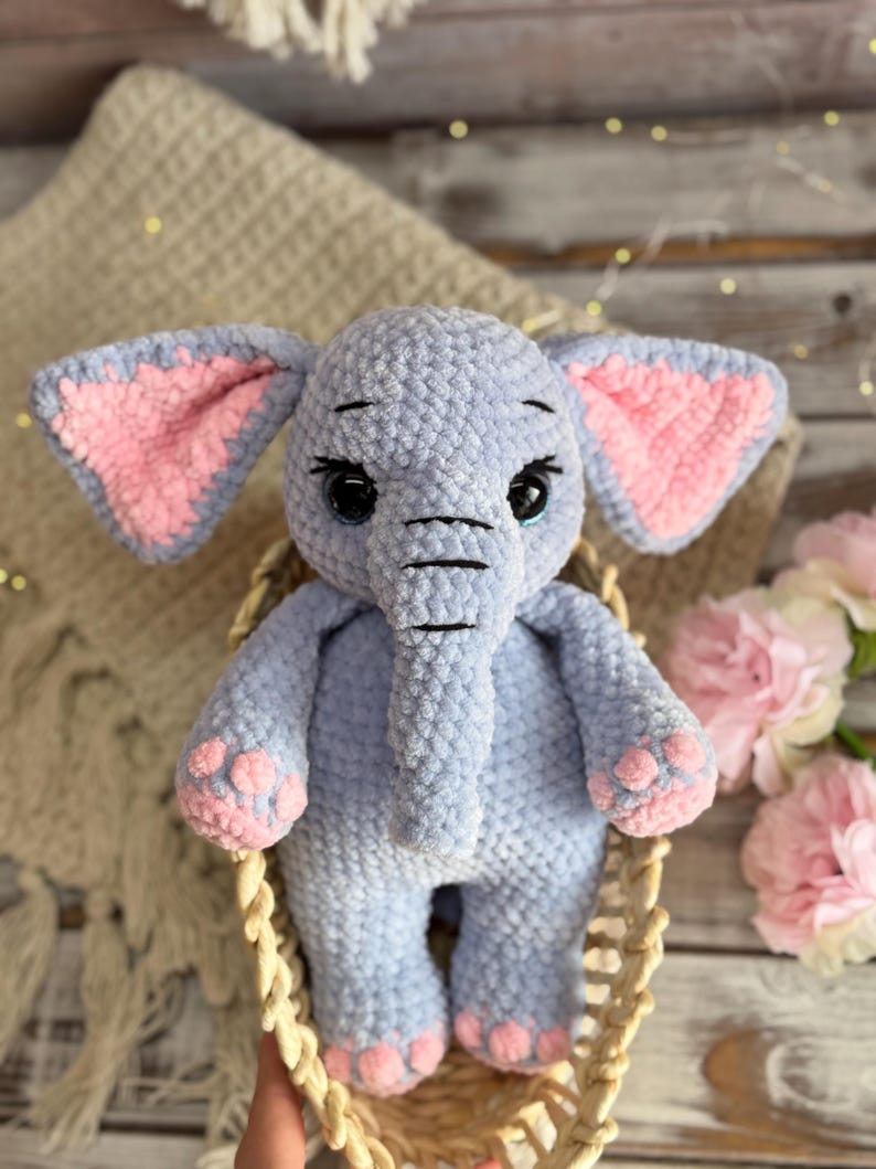 Crochet Elephant Decor, Handmade Elephant Keepsake, Safari Animal Decor, Elephant Lover Gift, Woodland Collectible