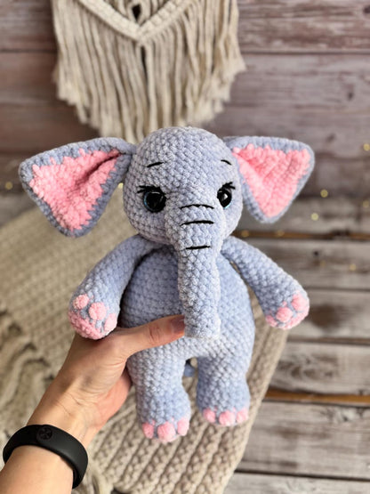 Crochet Elephant Decor, Handmade Elephant Keepsake, Safari Animal Decor, Elephant Lover Gift, Woodland Collectible