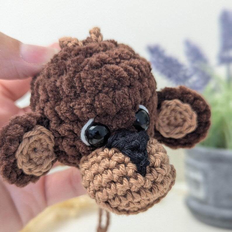 Crochet Monkey Car Charm | Rearview Mirror Accessory