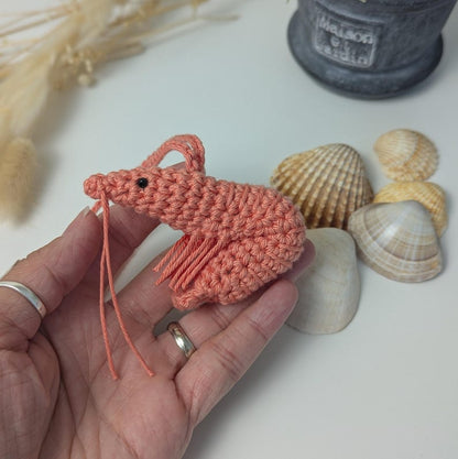 Crochet Shrimp Car Charm | Shrimp Plush Rear View Mirror Accessories