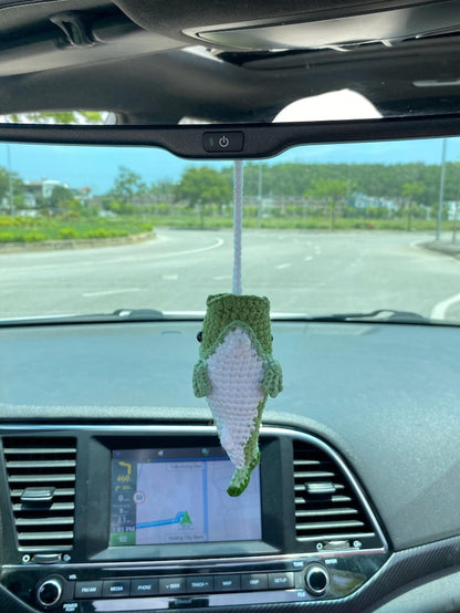 Crochet Bass Fishing Car Mirror Hanging Accessories, Mini Largemouth Bass Ornaments, Car Charm Decorations, Fishing Lovers Gift For Him