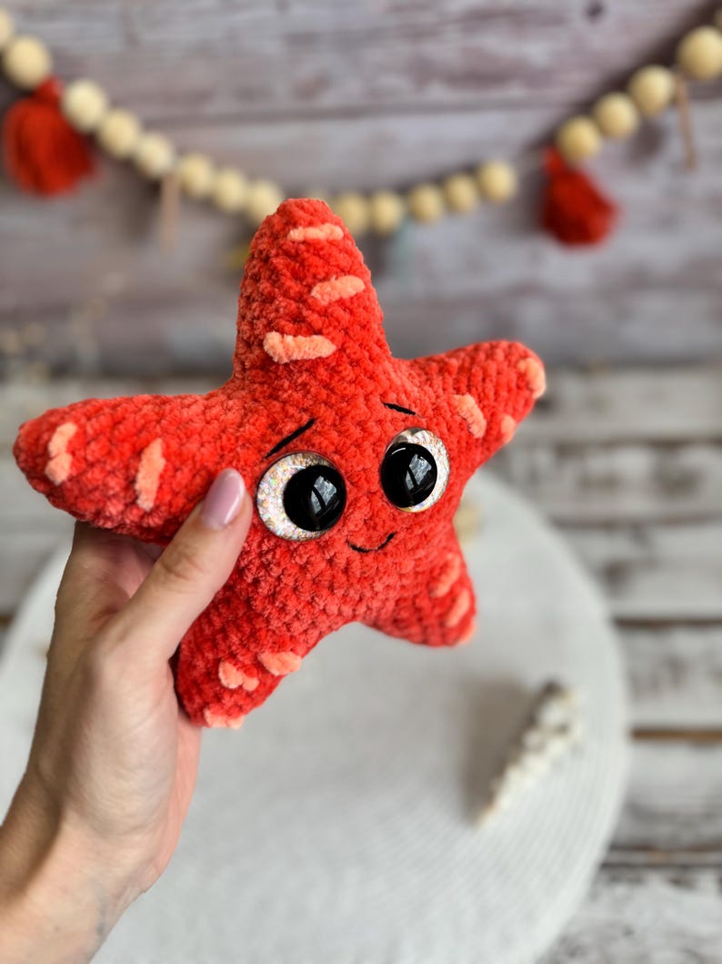 Crochet Starfish Amigurumi Figure, Handmade Sea Star Decor, Ocean Collectible, Coastal Home Decor, Beach Gift