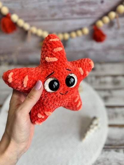 Crochet Starfish Amigurumi Figure, Handmade Sea Star Decor, Ocean Collectible, Coastal Home Decor, Beach Gift