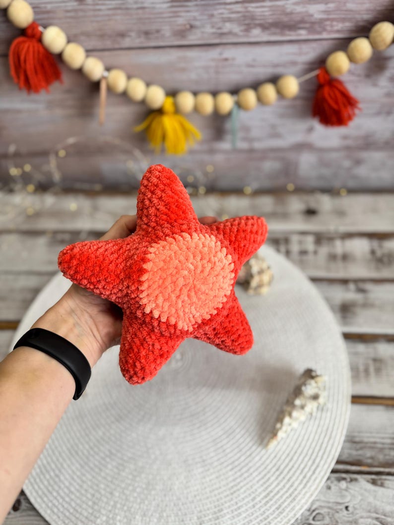 Crochet Starfish Amigurumi Figure, Handmade Sea Star Decor, Ocean Collectible, Coastal Home Decor, Beach Gift