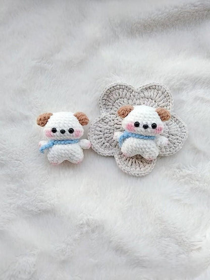 Handmade Amigurumi Puppy Keychain, Crochet Puppy Plushie Pochacco, Cute Dog Stuffed Animal Gift, Soft Crochet Doll, Crochet keychain