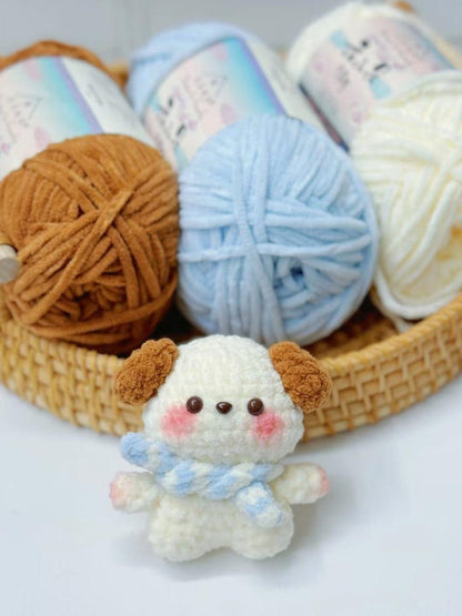 Handmade Amigurumi Puppy Keychain, Crochet Puppy Plushie Pochacco, Cute Dog Stuffed Animal Gift, Soft Crochet Doll, Crochet keychain