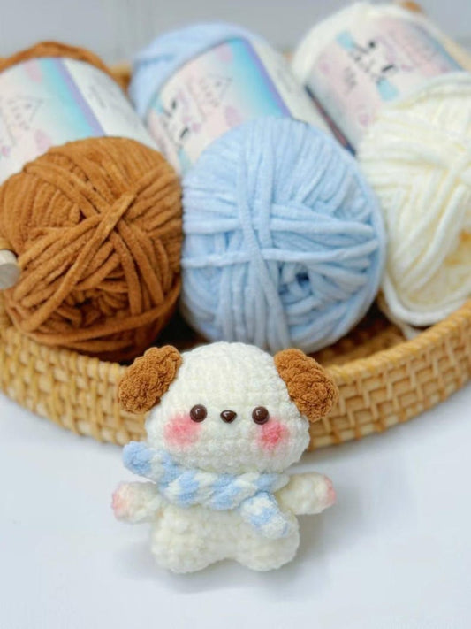 Handmade Amigurumi Puppy Keychain, Crochet Puppy Plushie Pochacco, Cute Dog Stuffed Animal Gift, Soft Crochet Doll, Crochet keychain