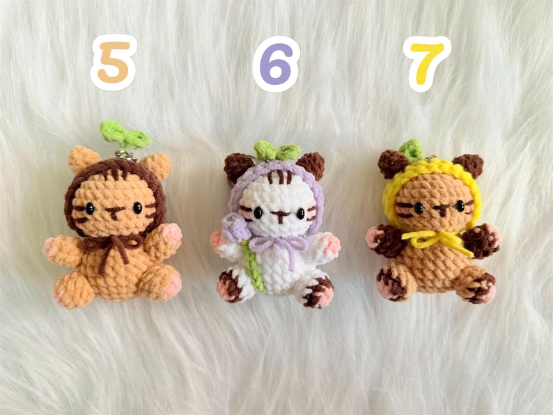 Crochet Cat Keychain: Handmade Chenille Amigurumi Plushie