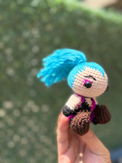 Arcane Jinx Crochet Plushie, League of Legends Doll, Personalized Keychain