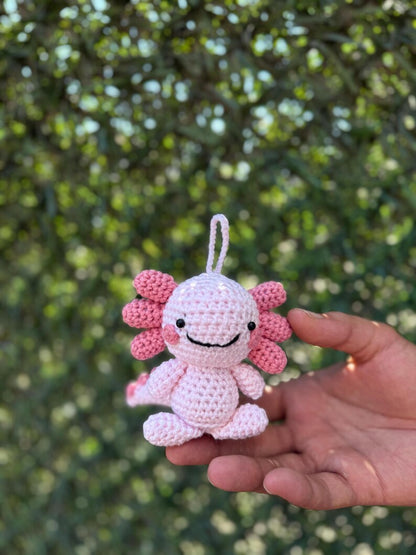 Pink Axolotl Keychain, Axolotl Amigurumi Plush, Cute Axolotl, Axolotl Toy, Axolotl Gift, Crochet Axolotl, , Axolotl Car Accessory