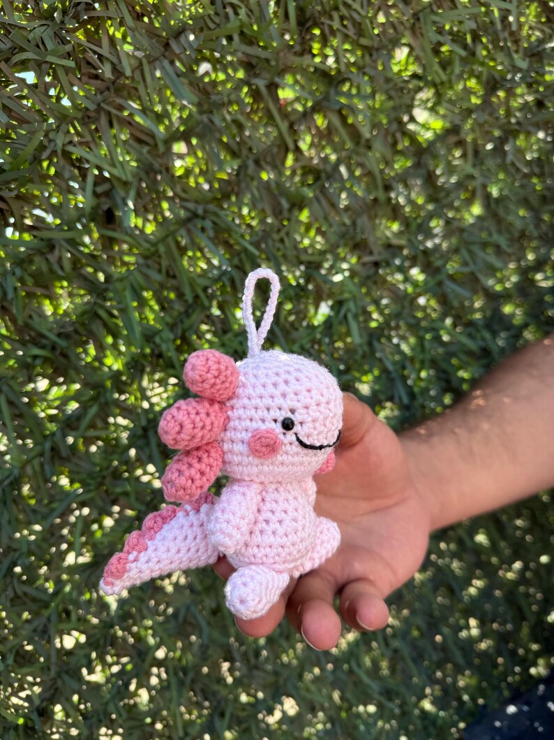 Pink Axolotl Keychain, Axolotl Amigurumi Plush, Cute Axolotl, Axolotl Toy, Axolotl Gift, Crochet Axolotl, , Axolotl Car Accessory