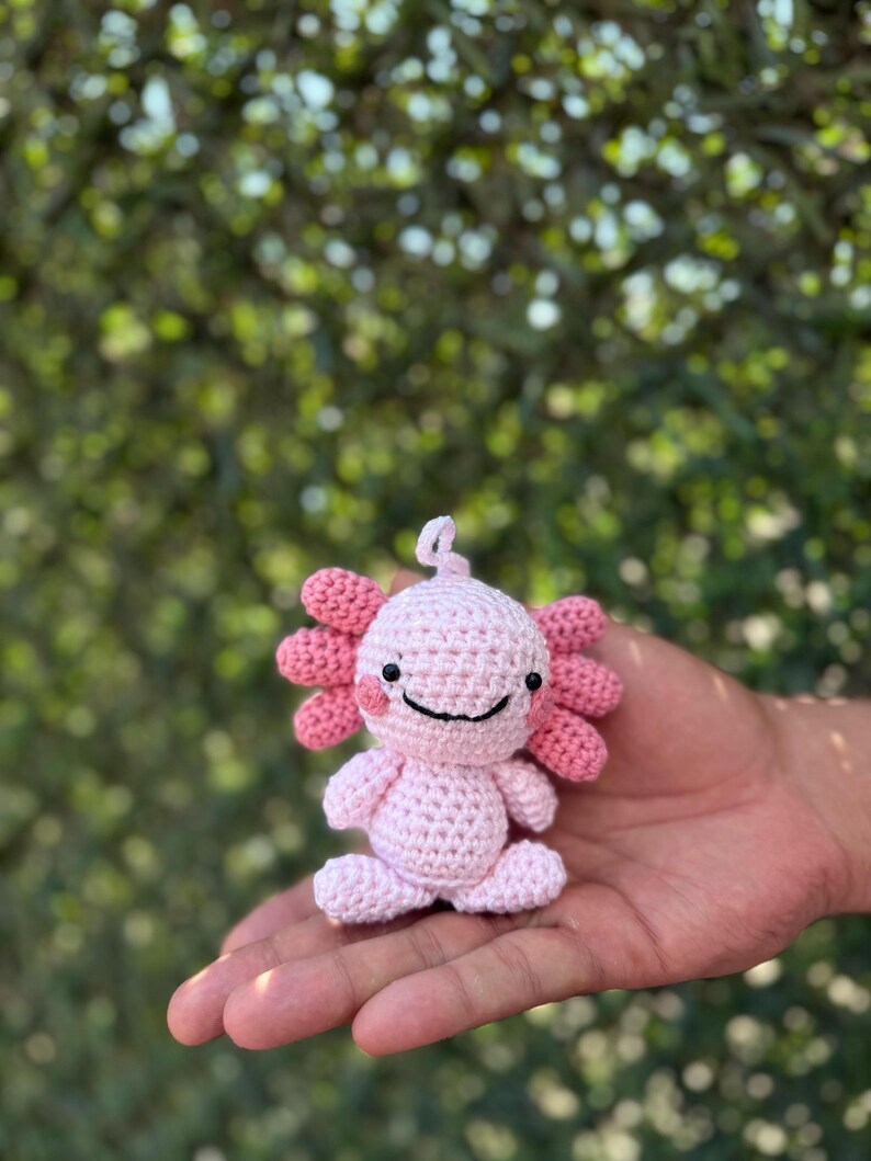 Pink Axolotl Keychain, Axolotl Amigurumi Plush, Cute Axolotl, Axolotl Toy, Axolotl Gift, Crochet Axolotl, , Axolotl Car Accessory
