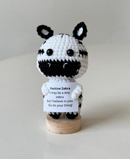 Crochet Zebra Positive With Desk Decorations, Support Inspirational Zebra Plush, Birthday Gift, Gifts For Children, Interesting Gifts