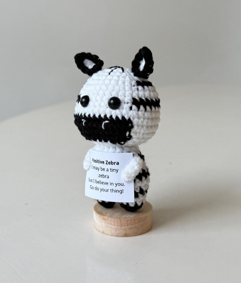 Crochet Zebra Positive With Desk Decorations, Support Inspirational Zebra Plush, Birthday Gift, Gifts For Children, Interesting Gifts