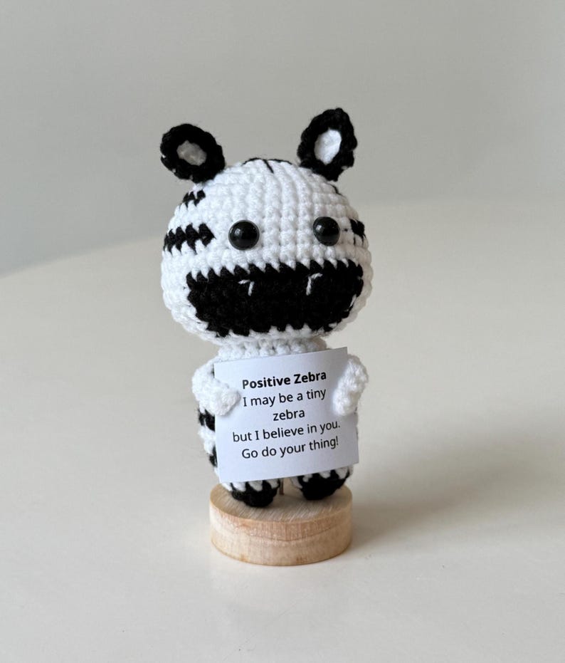 Crochet Zebra Positive With Desk Decorations, Support Inspirational Zebra Plush, Birthday Gift, Gifts For Children, Interesting Gifts