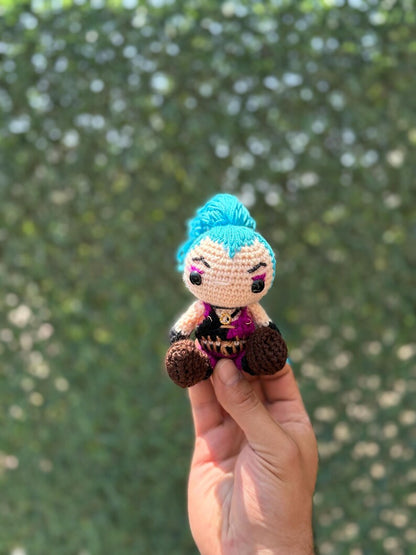 Arcane Jinx Crochet Plushie, League of Legends Doll, Personalized Keychain