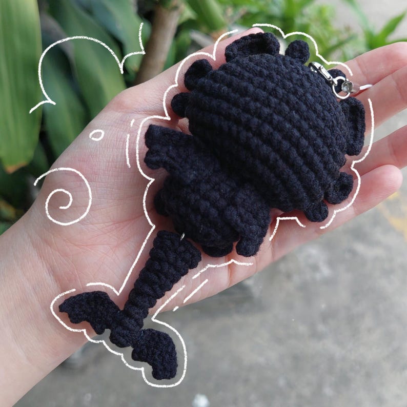Crochet Dragon Plushie: Black Dragon and White Dragon Amigurumi Keychain, Animal Plush, Couple keychain, Valentine Gift