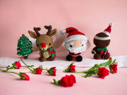 Crochet Christmas Ornaments, Christmas Keychain, Christmas Tree Ornament, Santa Claus Ornament, Santa Claus Keychain, Reindeer Keychain