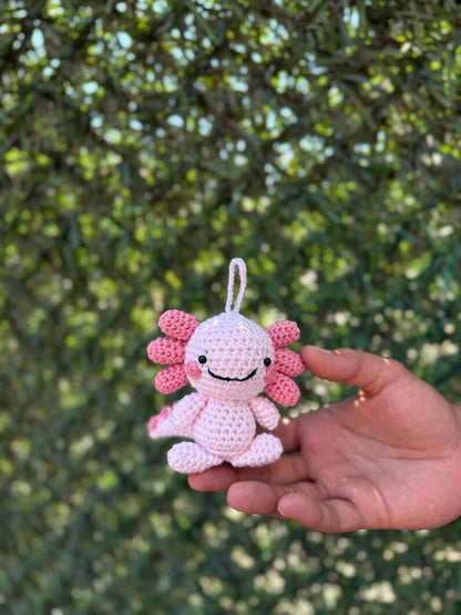 Pink Axolotl Keychain, Axolotl Amigurumi Plush, Cute Axolotl, Axolotl Toy, Axolotl Gift, Crochet Axolotl, , Axolotl Car Accessory