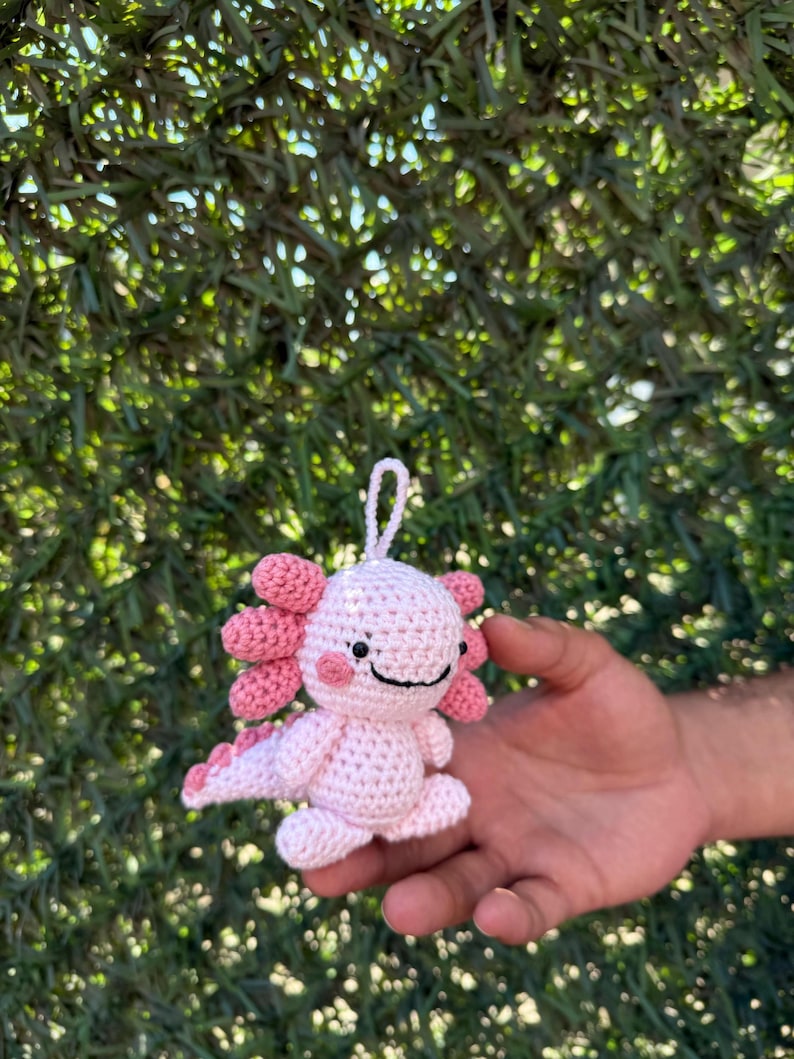 Pink Axolotl Keychain, Axolotl Amigurumi Plush, Cute Axolotl, Axolotl Toy, Axolotl Gift, Crochet Axolotl, , Axolotl Car Accessory