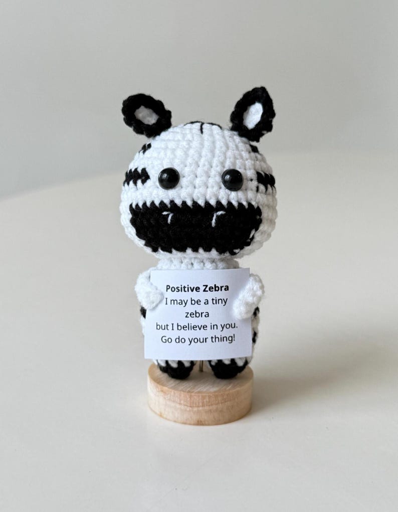 Crochet Zebra Positive With Desk Decorations, Support Inspirational Zebra Plush, Birthday Gift, Gifts For Children, Interesting Gifts