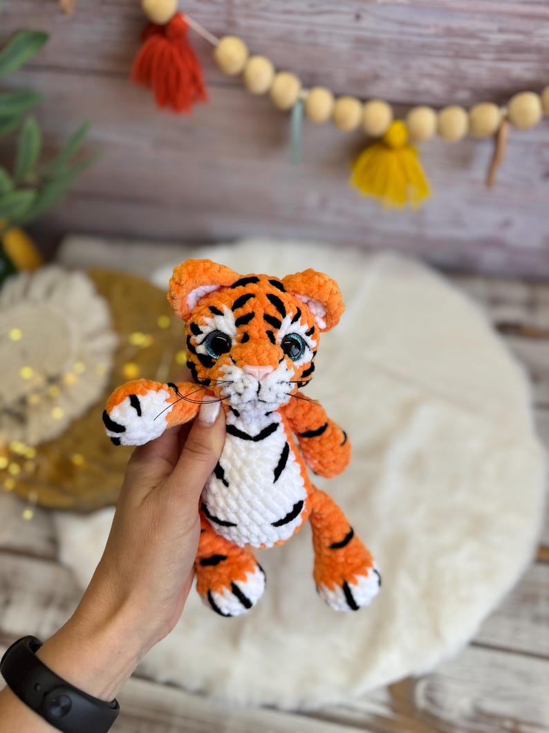 Tiger Plush, Crochet Tiger Amigurumi, Handmade Wild Animal, Safari Gift, Jungle Animal Plush, Tiger Lover Gift, Stuffed Tiger