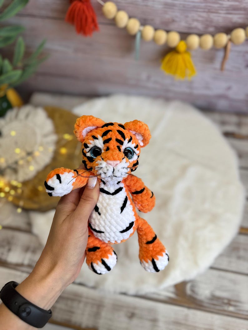 Tiger Plush, Crochet Tiger Amigurumi, Handmade Wild Animal, Safari Gift, Jungle Animal Plush, Tiger Lover Gift, Stuffed Tiger