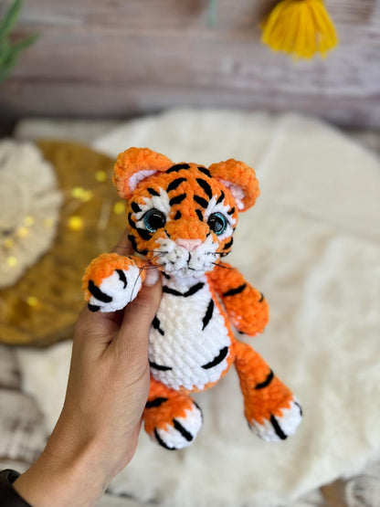 Tiger Plush, Crochet Tiger Amigurumi, Handmade Wild Animal, Safari Gift, Jungle Animal Plush, Tiger Lover Gift, Stuffed Tiger
