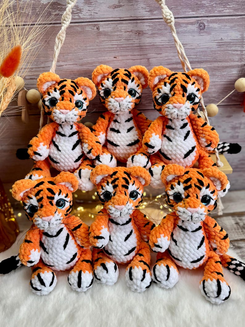Tiger Plush, Crochet Tiger Amigurumi, Handmade Wild Animal, Safari Gift, Jungle Animal Plush, Tiger Lover Gift, Stuffed Tiger