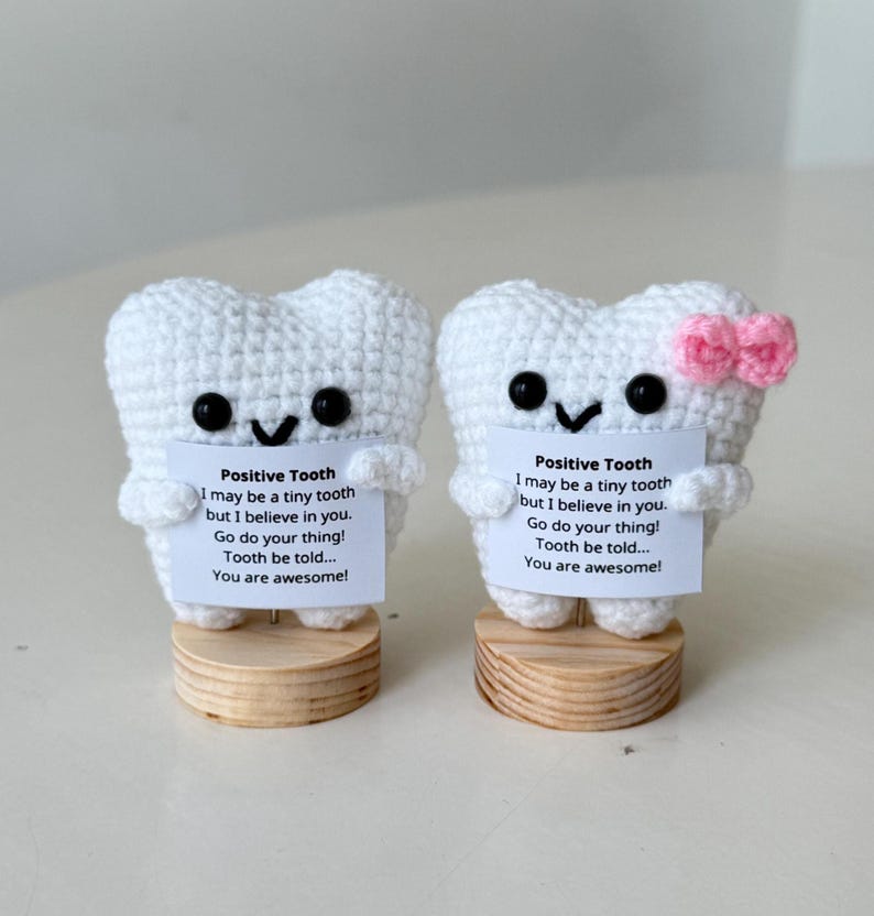 Funny Positive Tooth, Emotional Inspirational Support Stuff Desk Room Decor, Cute Wool Inspirational Tooth Gift For Friend Kids Dental Nurse