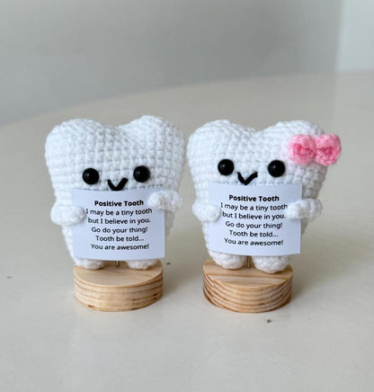 Funny Positive Tooth, Emotional Inspirational Support Stuff Desk Room Decor, Cute Wool Inspirational Tooth Gift For Friend Kids Dental Nurse