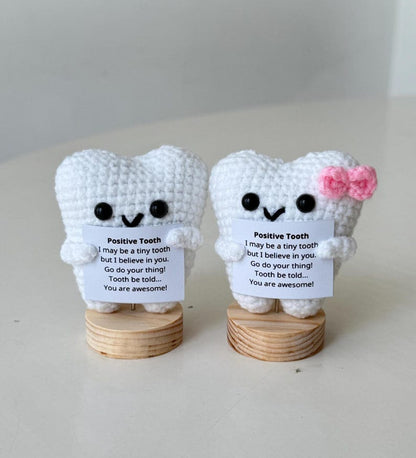 Funny Positive Tooth, Emotional Inspirational Support Stuff Desk Room Decor, Cute Wool Inspirational Tooth Gift For Friend Kids Dental Nurse