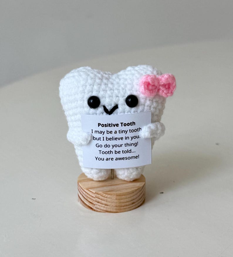 Funny Positive Tooth, Emotional Inspirational Support Stuff Desk Room Decor, Cute Wool Inspirational Tooth Gift For Friend Kids Dental Nurse