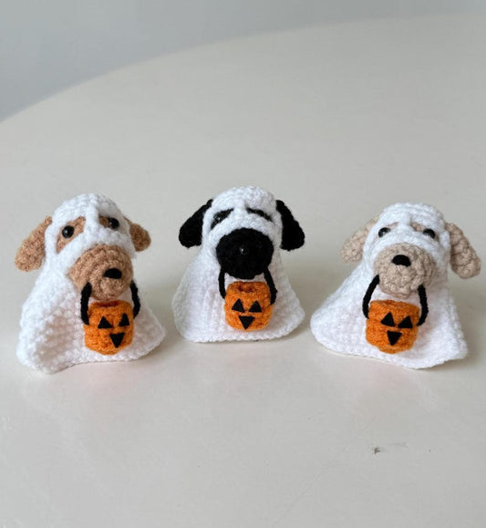 Handmade Crochet Halloween Ghost Dog Amigurumi, Cute Dog Costume Plush Toy, Fall Decor, Perfect Halloween Gift, Halloween Decor