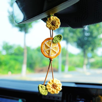 Crochet Lemon & Sunflower Car Mirror Hanging Accessories, Crochet Car Hanger, Cute Car Accessories for Women/Teens, Interior Car Decor