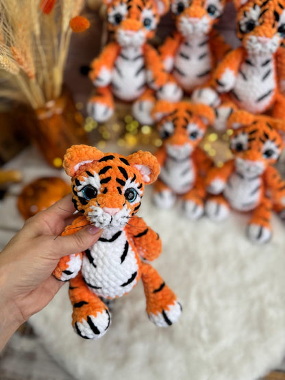 Tiger Plush, Crochet Tiger Amigurumi, Handmade Wild Animal, Safari Gift, Jungle Animal Plush, Tiger Lover Gift, Stuffed Tiger