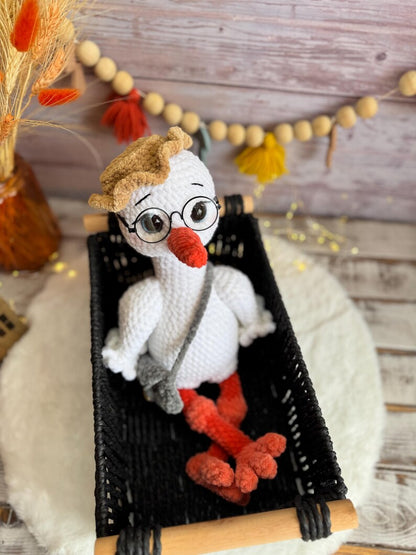 Crochet Stork Figure, Baby Shower Centerpiece, Gender Reveal Decor, Handmade Stork Decoration, Keepsake Gift, Baby Celebration Decor