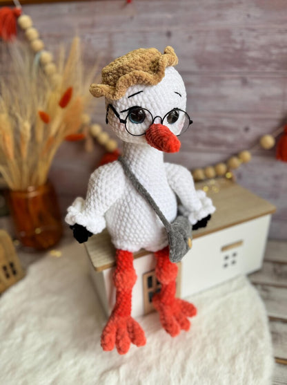 Crochet Stork Figure, Baby Shower Centerpiece, Gender Reveal Decor, Handmade Stork Decoration, Keepsake Gift, Baby Celebration Decor