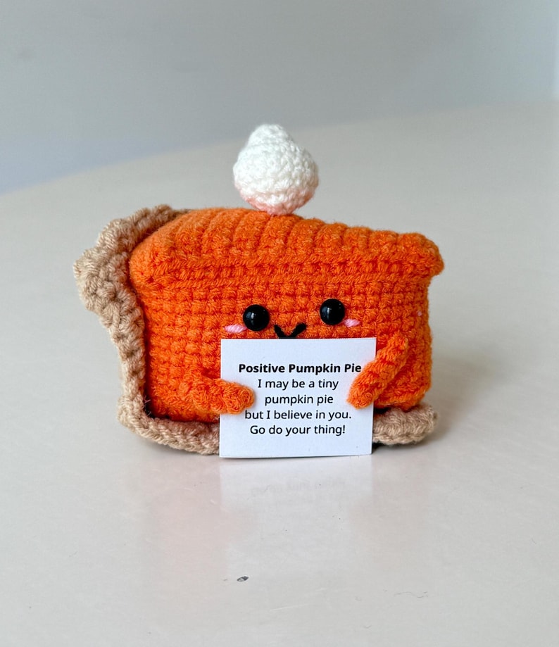 2PCS Crochet Pumpkin Pie Slice Positive & Pumpkin Positive, Cute Crochet Desk Accessory, Coworkers Gift, Halloween Gift, Halloween Decor