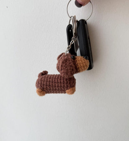 Handmade Dachshund Crochet Keychain, Amigurumi Dachshund, Mini Dachshund Plush Plushie Toy Keychain, Cute Dachshund Gifts, Cute Bag Charm