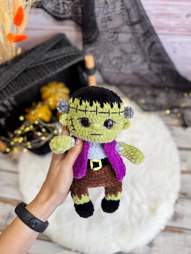 Frankenstein Decor, Halloween Crochet Monster, Horror Lover Gift