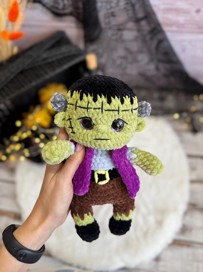 Frankenstein Decor, Halloween Crochet Monster, Horror Lover Gift