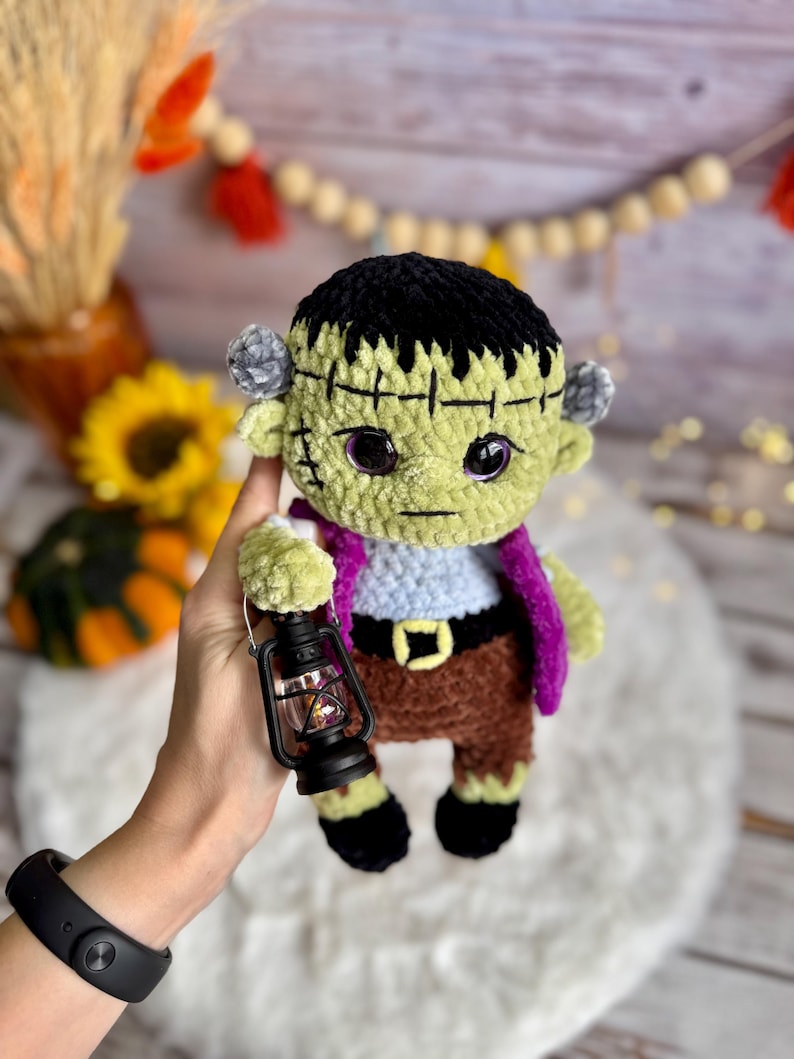 Frankenstein Decor, Halloween Crochet Monster, Horror Lover Gift