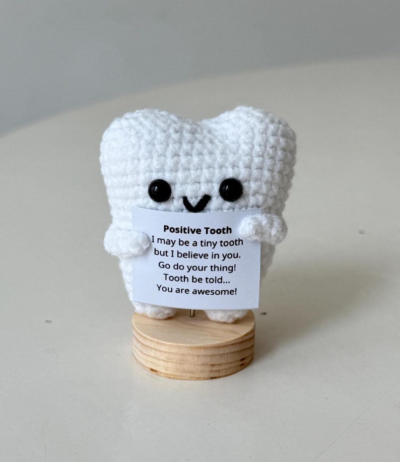 Funny Positive Tooth, Emotional Inspirational Support Stuff Desk Room Decor, Cute Wool Inspirational Tooth Gift For Friend Kids Dental Nurse