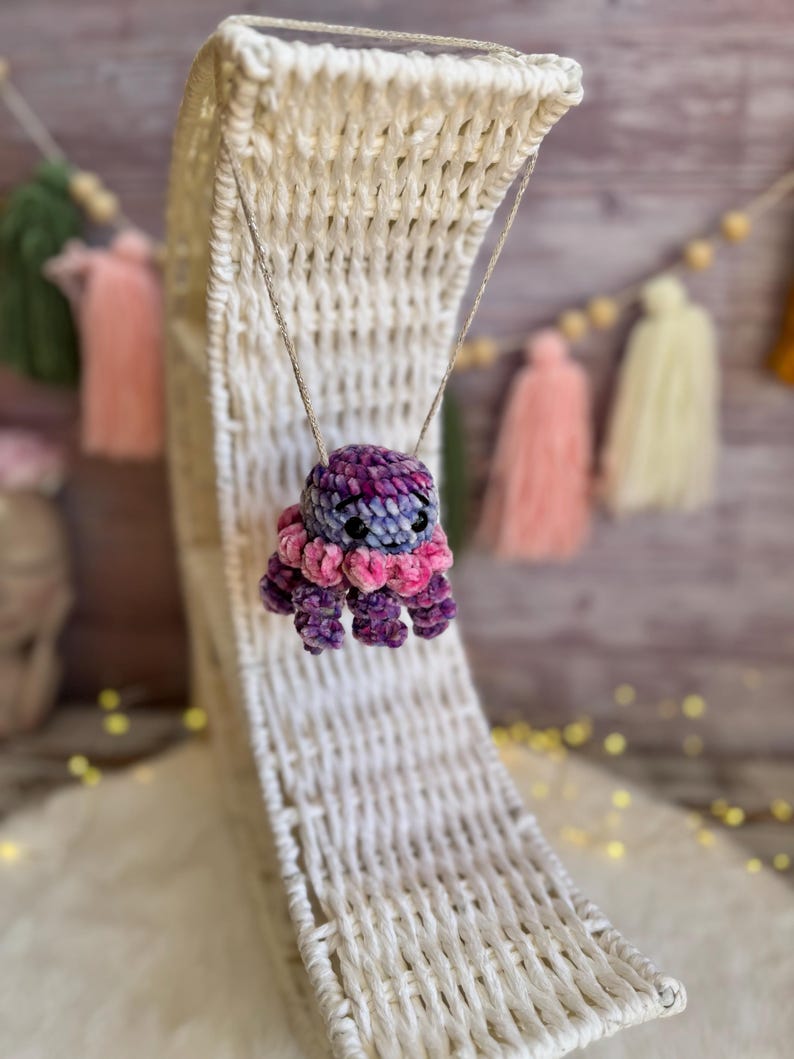 Jellyfish Car Mirror Charm, Crochet Rear View Mirror Hanging, Cute Ocean Car Accessory, New Driver Gift for Her